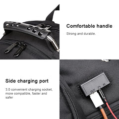 BANGE Waterproof Travel Men Backpack Rechargeable Large Capacity Shoulders Bag with Earplug Hole, BANGE Travel Bag