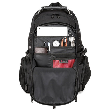 BANGE Waterproof Travel Men Backpack Rechargeable Large Capacity Shoulders Bag with Earplug Hole