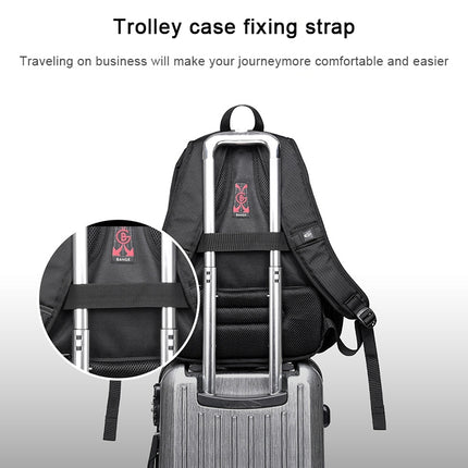 BANGE Waterproof Travel Men Backpack Rechargeable Large Capacity Shoulders Bag with Earplug Hole