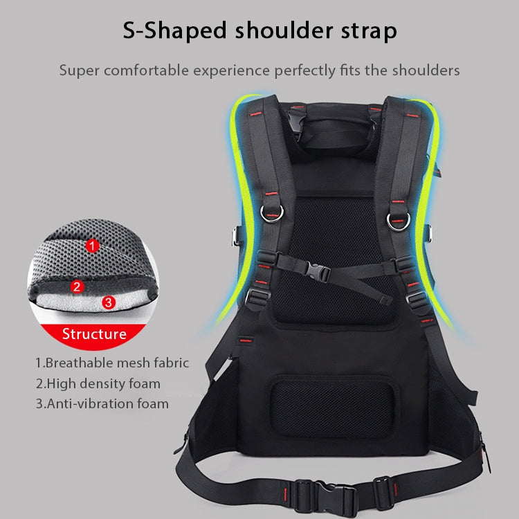 KAKA Large Capacity Travel Backpack Outdoor Oxford Cloth 55L Waterproof Mountaineering Shoulders Bag with Lock