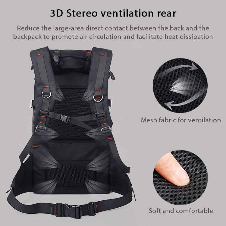 KAKA Large Capacity Travel Backpack Outdoor Oxford Cloth 55L Waterproof Mountaineering Shoulders Bag with Lock