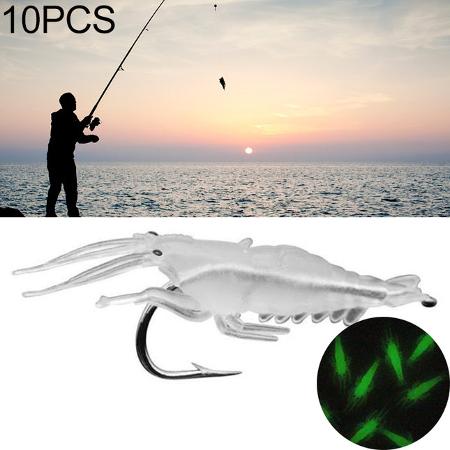 10 PCS 4cm Fishing Soft Artificial Shrimp Bait Lures Popper Poper Baits with Hook, Artificial Shrimp with Hook, Luminous Shrimp with Hook, Pink Shrimp with Hook, Green Shrimp with Hook, Transparent Shrimp with Hook