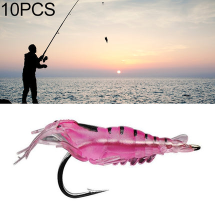 10 PCS 4cm Fishing Soft Artificial Shrimp Bait Lures Popper Poper Baits with Hook, Artificial Shrimp with Hook, Luminous Shrimp with Hook, Pink Shrimp with Hook, Green Shrimp with Hook, Transparent Shrimp with Hook