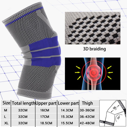 Outdoor Fitness Mountaineering Knit Protection Silicone Anti - collision Spring Support Sports Knee Protector, Size: XL, Size: XL