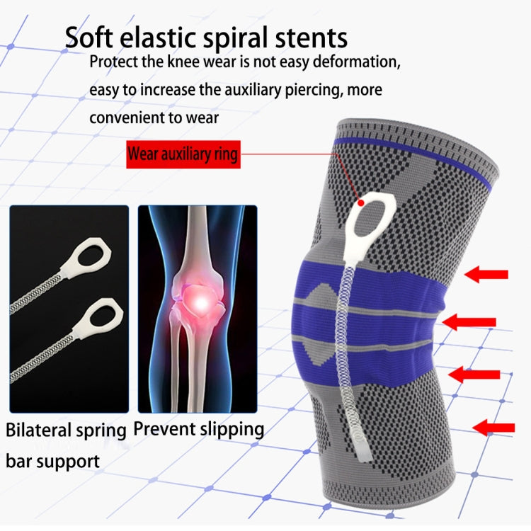 Outdoor Fitness Mountaineering Knit Protection Silicone Anti - collision Spring Support Sports Knee Protector, Size: XL, Size: XL