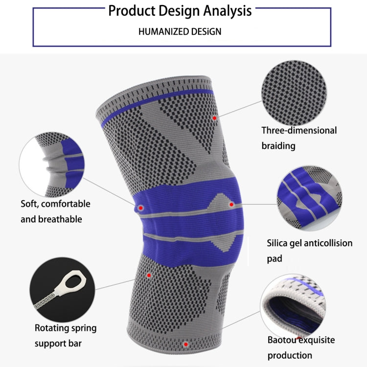 Outdoor Fitness Mountaineering Knit Protection Silicone Anti - collision Spring Support Sports Knee Protector, Size: XL, Size: XL