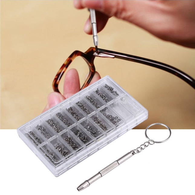 1000 PCS Watch Sunglass Spectacles Screws Nut Repair Kit With a Screwdriver, Sunglass Spectacles Screws