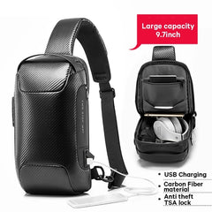 Bange 22085 plus - Bolso bandolera impermeable y antirrobo de fibra de carbono para hombre y mujer, tamaño: 34 x 18 x 10 cm, Bange 22085 plus, 34 x 18 x 10 cm, gris