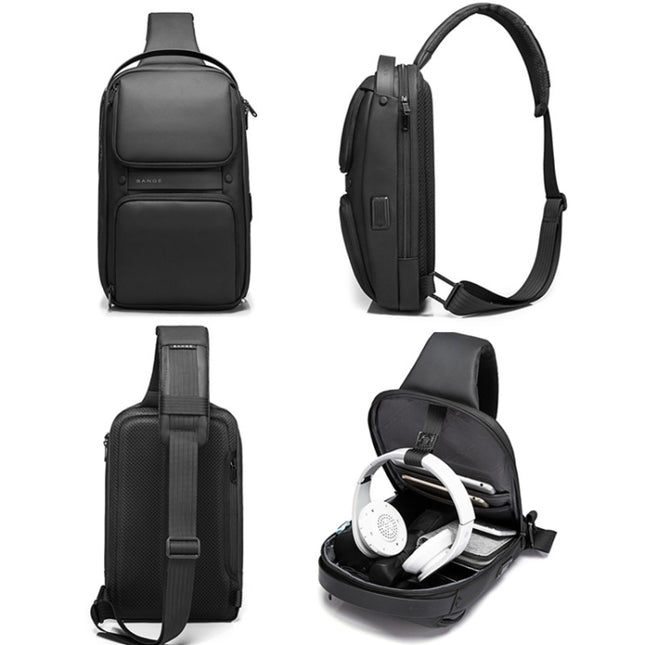 Bange BG-7258 Men Oxford Cloth Waterproof Crossbody Chest Bag with USB Port, Size: 35 x 21 x 12cm