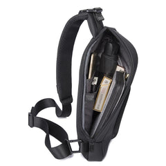 Bange BG-7312 Men Microfiber Leather Crossbody Chest Bag, Size: 35 x 16 x 4cm, 35 x 16 x 4cm (Black), 35 x 16 x 4cm (Grey)