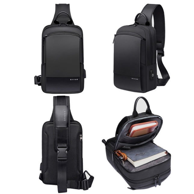 Bange BG-77112 Men Oxford Cloth Waterproof Crossbody Chest Bag with USB Port, Size: 30 x 19 x 13cm