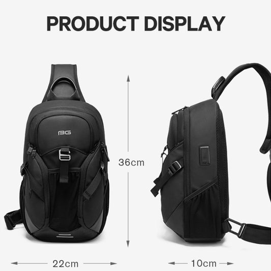 Bange BG-77120 - Bolso bandolera impermeable para hombre con puerto USB, tamaño: 36 x 22 x 10 cm, 36 x 22 x 10 cm (negro)