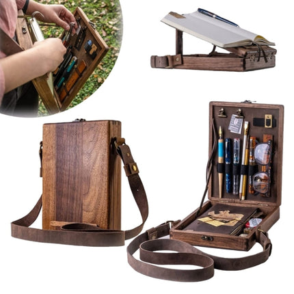 Multifunctional Artist Vintage Wooden Handmade Portable Messenger Bag