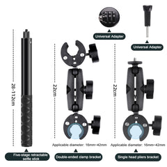 Motorcycle Dual-headsCrab & Single Heads Clamps Handlebar Fixed Mount Selfie Stick, Dual-heads Crab & Single Heads Crab