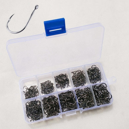500 PCS Mixed Size Fish Barbed Hook Fishing Hooks with Hole, 3-12# with Hole