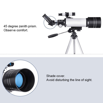 WR852 16x/66x70 High Definition High Times Astronomical Telescope with Tripod, 66x70 White