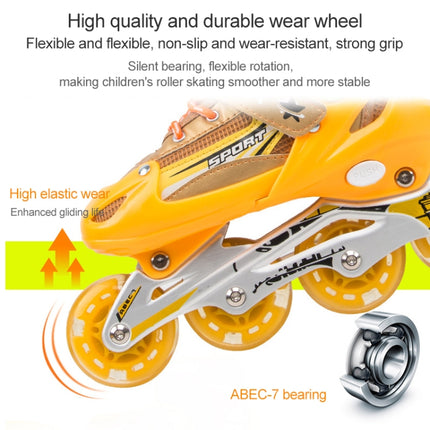 Adjustable Children Full Flash Single Four-wheel Roller Skates Skating Shoes Set, Size : S, Size : S (Pink), Size : S (Gold), Size : S (Blue), Size : S (Red)