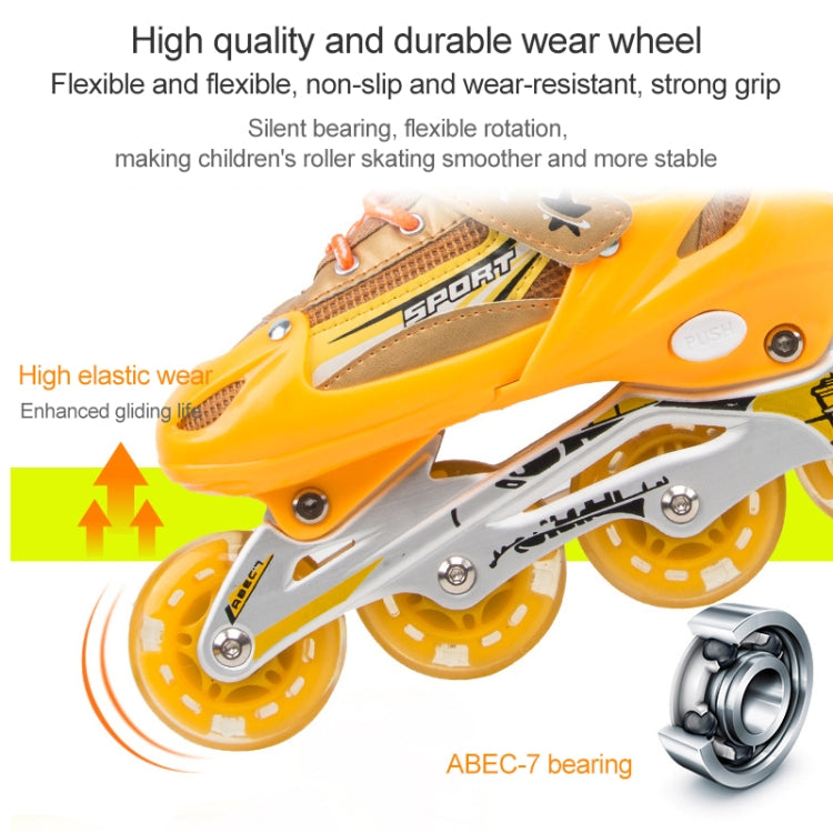 Adjustable Children Full Flash Single Four-wheel Roller Skates Skating Shoes Set, Size : S, Size : S (Gold), Size : S (Blue), Size : S (Red), Size : S (Pink)