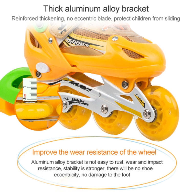 Adjustable Children Full Flash Single Four-wheel Roller Skates Skating Shoes Set, Size : S, Size : S (Gold), Size : S (Blue), Size : S (Red), Size : S (Pink)