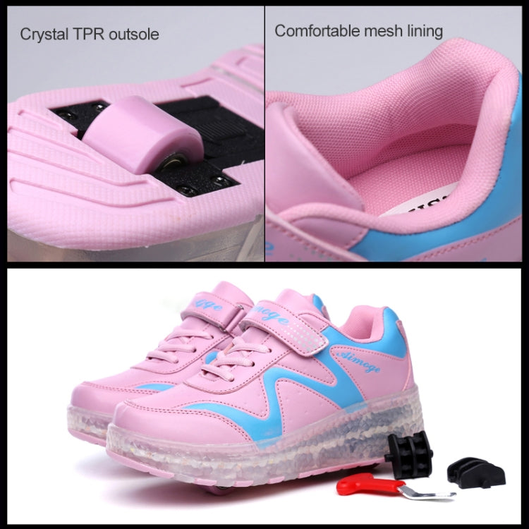 786 LED Light Ultra Light Rechargeable Double Wheel Roller Skating Shoes Sport Shoes, Size : 28