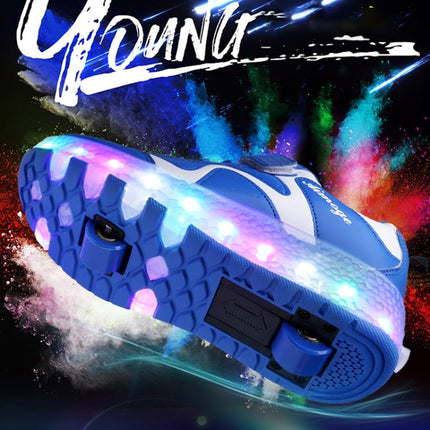 786 LED Light Ultra Light Rechargeable Double Wheel Roller Skating Shoes Sport Shoes, Size : 29, Size : 29