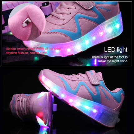 786 LED Light Ultra Light Rechargeable Double Wheel Roller Skating Shoes Sport Shoes, Size : 34, Size : 34