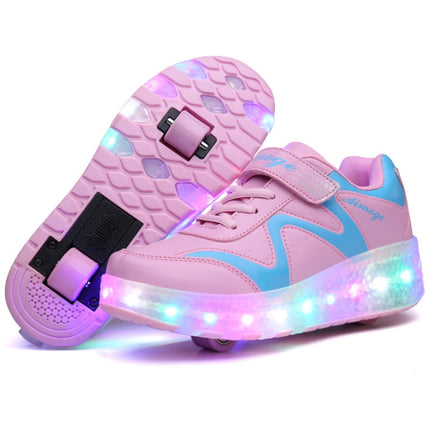 786 LED Light Ultra Light Rechargeable Double Wheel Roller Skating Shoes Sport Shoes, Size : 35, Size : 35