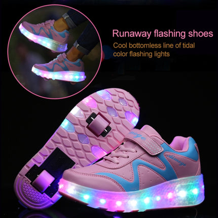 786 LED Light Ultra Light Rechargeable Double Wheel Roller Skating Shoes Sport Shoes, Size : 37