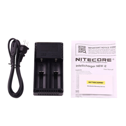 Nitecore NEW i2 Intelligent Digi Smart Charger with LED Indicator for 14500, 16340 (RCR123), 18650, 22650, 26650, Ni-MH and Ni-Cd (AA, AAA) Battery, NEW i2