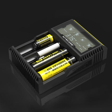 Nitecore D4 Intelligent Digi Smart Charger with LCD Display for 14500, 16340 (RCR123), 18650, 22650, 26650, Ni-MH and Ni-Cd (AA, AAA) Battery, D4