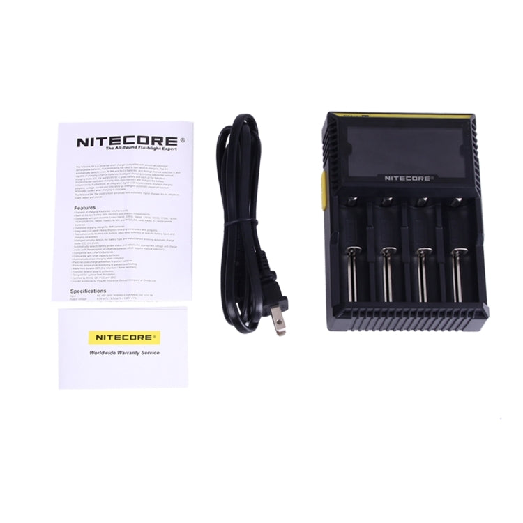 Nitecore D4 Intelligent Digi Smart Charger with LCD Display for 14500, 16340 (RCR123), 18650, 22650, 26650, Ni-MH and Ni-Cd (AA, AAA) Battery, D4
