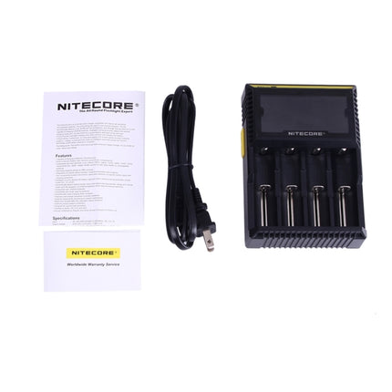 Nitecore D4 Intelligent Digi Smart Charger with LCD Display for 14500, 16340 (RCR123), 18650, 22650, 26650, Ni-MH and Ni-Cd (AA, AAA) Battery, D4