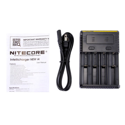 Nitecore NEW i4 Intelligent Digi Smart Charger with LED Indicator for 14500, 16340 (RCR123), 18650, 22650, 26650, Ni-MH and Ni-Cd (AA, AAA) Battery, NEW i4