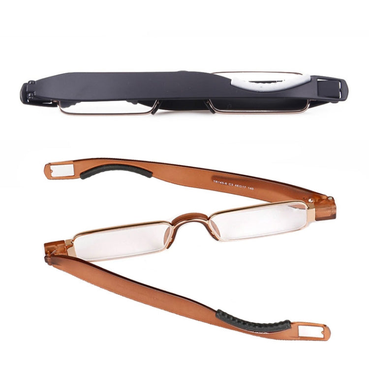 Portable Folding 360 Degree Rotation Presbyopic Reading Glasses with Pen Hanging, +2.50D, +2.50D