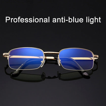 Folding Anti Blue-ray Presbyopic Reading Glasses with Case & Cleaning Cloth, +2.00D, +2.00D