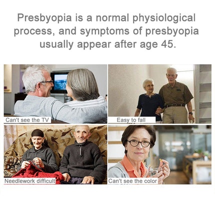 Folding Anti Blue-ray Presbyopic Reading Glasses with Case & Cleaning Cloth, +2.00D, +2.00D