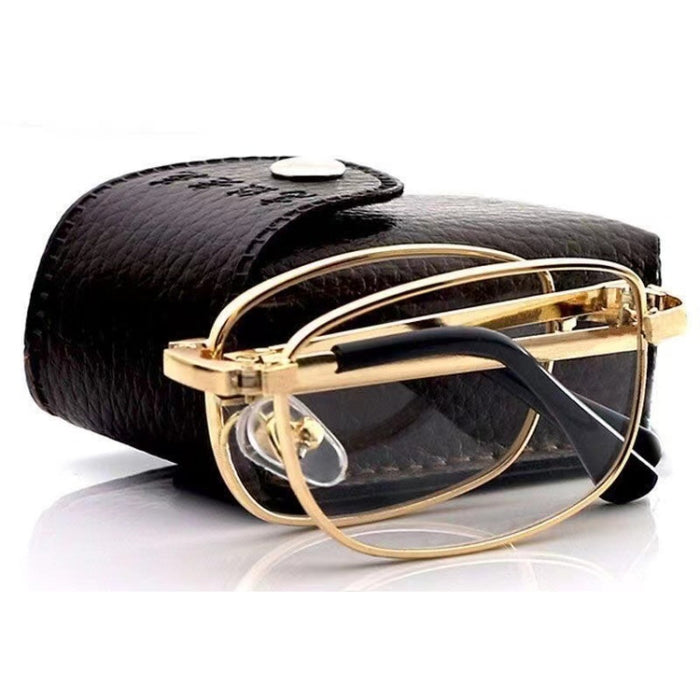 Folding Anti Blue-ray Presbyopic Reading Glasses with Case & Cleaning Cloth, +3.50D, +3.50D