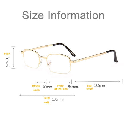 Folding Anti Blue-ray Presbyopic Reading Glasses with Case & Cleaning Cloth, +3.50D, +3.50D