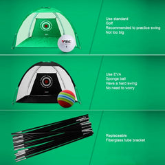 PGM Golf Training Aids Indoor Sports Hitting Practice Net 3m, with Hitting Mat & Seven-iron, 3m, with Hitting Mat