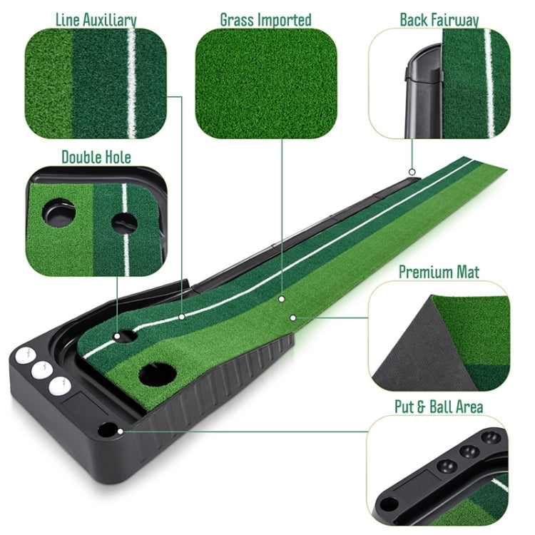 PGM Golf Mini Putting Mat Push Rod Trainer 3m, with Auto Ball Return Fairway