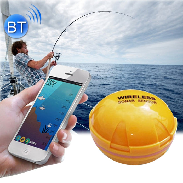 Bluetooth Fish Detector 125KHz Sonar Sensor 0.6-36m Depth Locator Fishes Finder Alarm for iOS & Android Mobile Phones, Operating Range: 0.6-36m