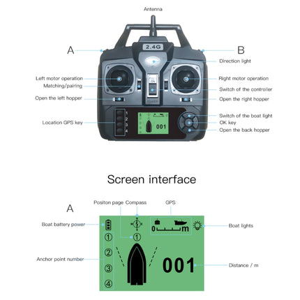 D16B GPS Double Motors Outdoor Rc Bait Fishing Boat, EU Plug, D16B GPS (EU Plug), D16B GPS (US Plug)