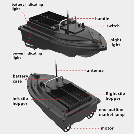 D16C Outdoor Remote Control Double Motors Bait Fishing Boat, US Plug, D16C (US Plug)