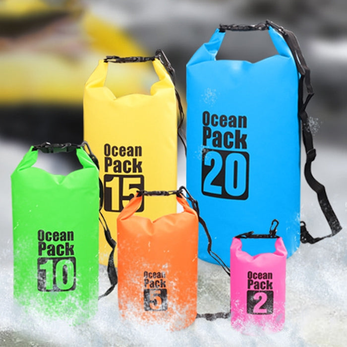 Outdoor Waterproof Double Shoulder Bag Dry Sack PVC Barrel Bag, Capacity: 20L, Capacity: 20L (Green), Capacity: 20L (Sky Blue), Capacity: 20L (Yellow), Capacity: 20L (Black), Capacity: 20L (Dark Blue), Capacity: 20L (Orange), Capacity: 20L (Pink)
