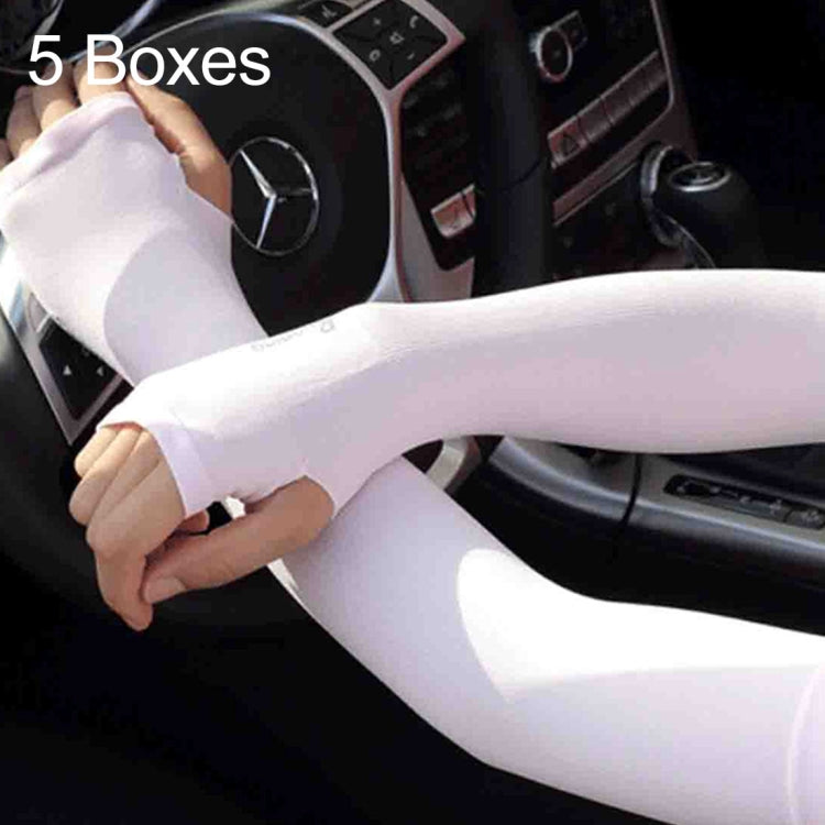 5 Boxes New Style Ice Silk Sleeves Fresh and Cool UV Protection Oversleeve, Open Fingers Style, Open Fingers Style