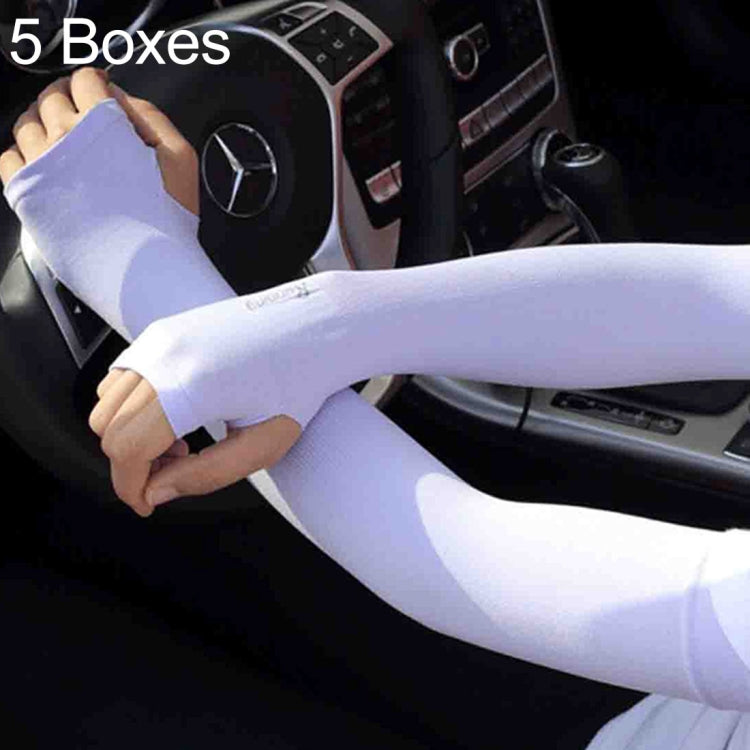 5 Boxes New Style Ice Silk Sleeves Fresh and Cool UV Protection Oversleeve, Open Fingers Style, Open Fingers Style