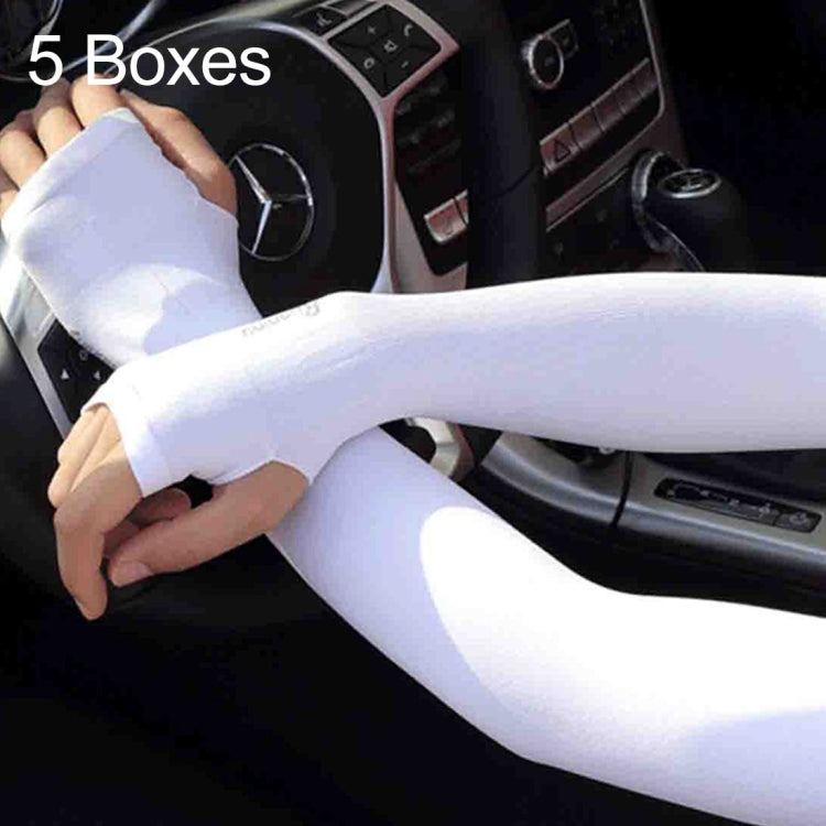 5 Boxes New Style Ice Silk Sleeves Fresh and Cool UV Protection Oversleeve, Open Fingers Style, Open Fingers Style