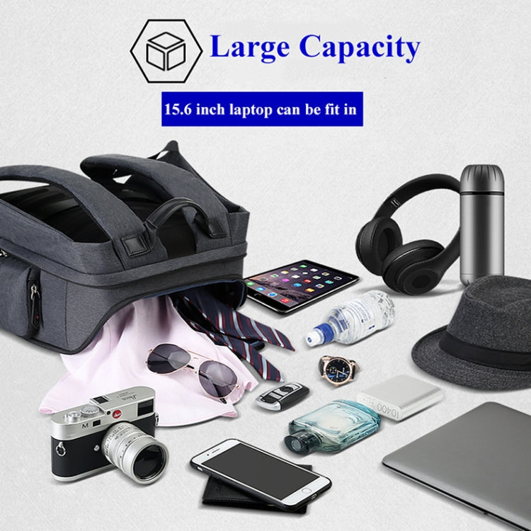 Bopai 851-010128 Business Anti-theft Waterproof Large Capacity Double Shoulder Bag,with USB Charging Port, Size: 34x19x43cm, 851-010128