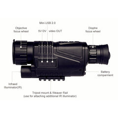 Professional Digital Infrared Night Vision USB Charging Monocular Telescope, P1-0540 Monocular Telescope