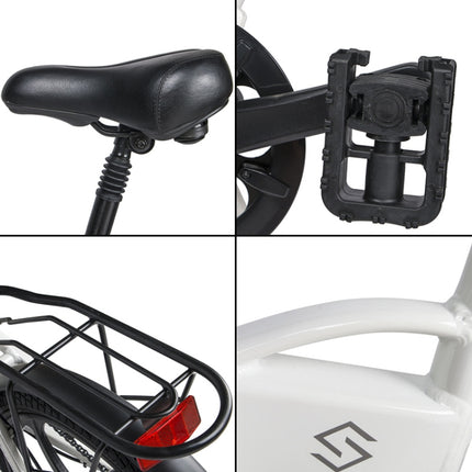 20LVXD30 20 Inch 48V Lithium Battery 350W Mini Valet Driving Folding Electric Bicycle, Black, White